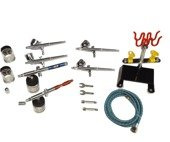 Zestaw lakierniczy do malowania 6 aerografów stojak wężyk TG-612