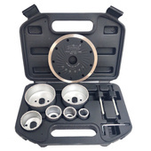 Otwornica płytek zestaw otwornic 8 wolframowych do glazury wolframowe otwornica płytek wolframowa  8 + Tarcza diamentowa tarcze do ceramiki 125x22,2 ciągła MCC125 CERAMIC CONTINUS 125x22,2 125 x 22,2