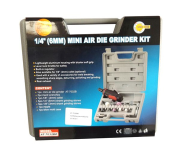 Mini szlifierka 1/4" pneumatyczna Kit AT7032BK trzpieniowa + 8 sztuk frezów HM widiowych do metalu zdjęcie nr 8