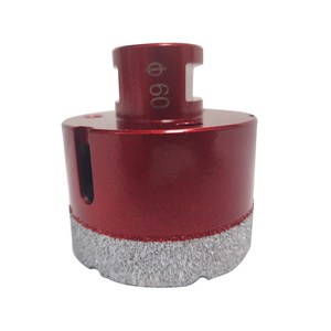 Wiertło nasypowe 60 mm z gwintem M14 czerwone gresu gres otwornica koronka glazura zdjęcie nr 3