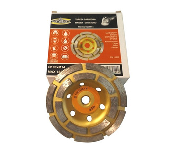 Tarcza diamentowa garnkowa 100 M14 segmentowa DCWD100 diament 5mm Magma 100xM14 głowica do szlifowania betonu 100xM14 100M14 100 M14 podwójny segment zdjęcie nr 1