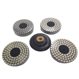 Zestaw 4 Tarcz diamentowa rzepik na sucho 100 mm TPP400 czterostopniowy Q1 Q2 F3 F4 szlifowania gres gresu kamień granit marmur poler polerowania polerska fazowania + dysk 100 wzmocniony rzep zdjęcie nr 3