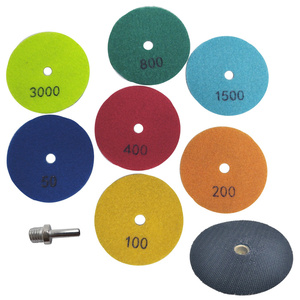 Zestaw 7 sztuk tarcza diamentowa rzepik na sucho 100mm gr 50/100/200/400/800/1500/3000 szare 3szt zestaw + dysk twardy 100mm M14 + trzpień M14 zdjęcie nr 2