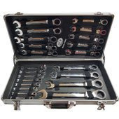 Klucze płasko oczkowe 6-32 z grzechotką łamane 22 ele łamanych zestaw kluczy