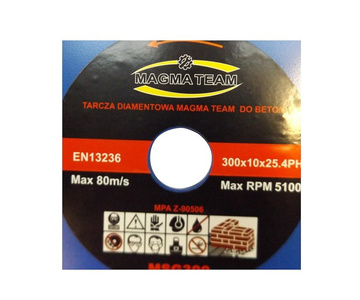 Tarcza diamentowa do betonu 300x25,4mm MSG301 Magma MSG 300x25,4 300 x 25,4 300x25,4mm zdjęcie nr 3