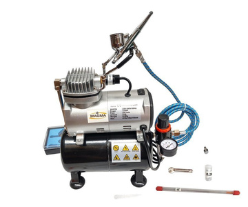 Aerograf AB130 z dyszą 0,2 I 0,3 + kompresor z butlą mini pompa powietrza sprężarka z kompresorem AB-130 AB 130 zdjęcie nr 3