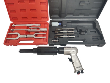 Przecinak blacharski młotek pneumatyczny AT2010K/RSG komplet dłut 4 elementowy AT-010K MT-1029 + Nasadka igłowa młotka pneumatycznego QRC41280 + Ściągacz zestaw ściągaczy drążków kierowniczych 10-009-014 1011D zdjęcie nr 13