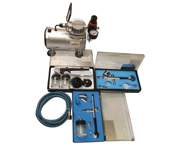 Kompresor do aerografów TC-20BK stojak 3 aerografy TC-20B + AB128P + TG130 + TG138 + wężyk TC-20 TC-20C AB128P TG-130 TG-138 zdjęcie nr 2