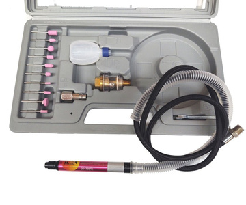 Szlifierka pneumatyczna trzpieniowa z kamieniami AT010K palcowa micro palcowa mini + 10 sztuk Kamienie walcowe na trzpieniu 5x10x3 granulacja 80 zdjęcie nr 11