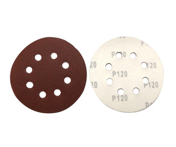 Krążki ścierne 125mm papier na rzep gr. 120 z otworami 100szt ścierny krążek samoprzylepne zdjęcie nr 2