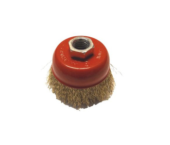 Szczotka doczołowa druciana z drutu mosiądzowanego 75mm 75xM14 garnkowe złote Angle Grinder mosiądzowana miedziowana crimped wire SPAZZOLA FERRO MORBIDA SC-98102 75xM14 75M14 75 M14 zdjęcie nr 2