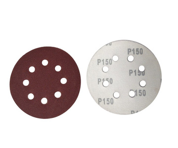 Krążki ścierne 125mm papier na rzep gr. 150 z otworami 100szt ścierny krążek samoprzylepne zdjęcie nr 5