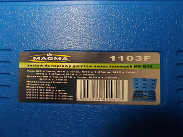 Zestaw do naprawy gwintów świec żarowych M8-M12 1103F zdjęcie nr 3