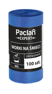 Worki na śmieci 60l 100 szt Paclan Expert zawiązywane mocne nie pękające zdjęcie nr 2