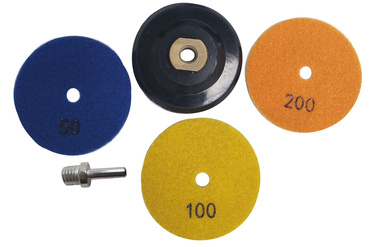Zestaw 3 sztuk tarcza diamentowa rzepik na sucho 100mm gr 50/100/200 szare 3szt zestaw + dysk twardy 100mm M14 + trzpień M14 zdjęcie nr 1