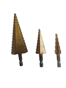 Wiertła stopniowe wiertło rozwiertak 3szt 4-32mm choinkowe stożkowe zestaw wierteł zestaw wierteł stopniowych stożkowych AJM Tools HEX zdjęcie nr 7