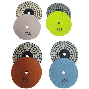 Zestaw 4 Tarcz diamentowa rzepik na sucho 100 mm TPP400 czterostopniowy Q1 Q2 F3 F4 szlifowania gres gresu kamień granit marmur poler polerowania polerska fazowania + dysk 100 wzmocniony rzep zdjęcie nr 6