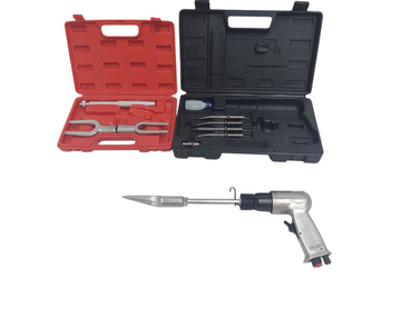 Przecinak blacharski młotek pneumatyczny AT2010K/RSG komplet dłut 4 elementowy AT-010K MT-1029 + Nasadka igłowa młotka pneumatycznego QRC41280 + Ściągacz zestaw ściągaczy drążków kierowniczych 10-009-014 1011D zdjęcie nr 11