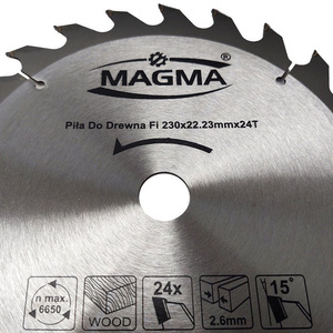 Piła tarcza tarcze do cięcia drewna 230mm 24T z widią 230x/22,23 i redukcja 20/16 mm x 24 zębów widiowa Magma 230x22,23x24t zdjęcie nr 3