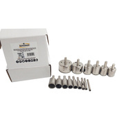 Zestaw otwornic diamentowych otwornice diamentowe 10el. 6mm, 8mm, 10mm, 16mm, 20mm 28mm, 35mm, 45mm, 50mm, 68mm zintegrowany stalowy korpus profesjonalny zestaw