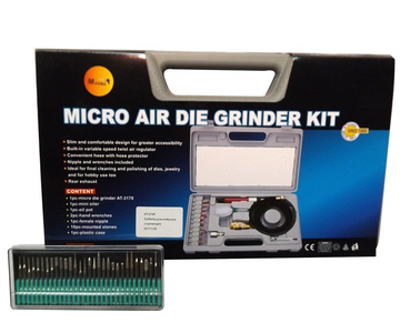 Szlifierka pneumatyczna micro palcowa mini trzpieniowa AT010K + zestaw frezów trzpieniowych 3mm GPS30 zdjęcie nr 3