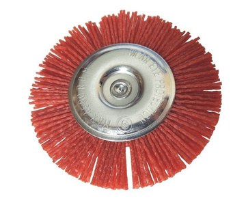 Zestaw 2 szczotka nylonowa tarczowa 100 mm boczna trzpień szczotka nylonowa tarczowa 100mm boczna T6mm postarzanie zdjęcie nr 3