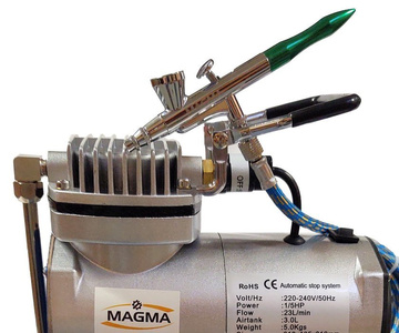 Zestaw do aerografii mini kompresor TC-20T aerograf AB209 AB 209 AB-209 zawór 1/8 zdjęcie nr 2