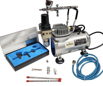 AEROGRAF AB180 AB-180 AB 180 3 DYSZE + MINI KOMPRESOR 4BAR NOWY VAT DO AEROGRAFII SPRĘŻARKA AIR BRUSH STUDIO zdjęcie nr 2