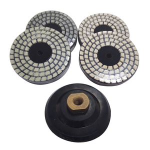 Zestaw 4 Tarcz diamentowa rzepik na sucho 100 mm TPP400 czterostopniowy Q1 Q2 F3 F4 szlifowania gres gresu kamień granit marmur poler polerowania polerska fazowania + dysk 100 wzmocniony rzep zdjęcie nr 4