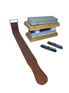 Zestaw 2 sztuk Osełka dwustronna do noży kamień szlifierski ostrzenia ostrzałka 6000/1000 2009H + osełka dwustronna do noży kamień szlifierski ostrzenia ostrzałka 400/1000 2011H + pasek skórzany skóra ekologiczna ostrzenia wygładzania zdjęcie nr 3