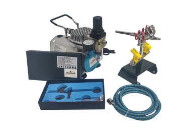 AEROGRAF AB130 Z DYSZĄ 0,2, 0,3 + MINI KOMPRESOR 4BAR + STOJAK AB-130 AB 130 zdjęcie nr 9