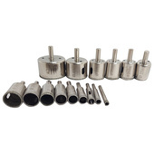 Zestaw otwornic diamentowych otwornice diamentowe 15el. 6mm, 8mm, 10mm, 12mm, 14mm, 16mm, 18mm,  20mm, 22mm, 25mm, 26mm,  28mm, 30mm, 40mm, 50mm  profesjonalny zestaw