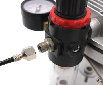 Redukcja do kompresora, aerografu gwint wew. 1/4 na gwint zew M5x0,5 do aerografu tg138 ab128 AB-128 TG-138 zdjęcie nr 4