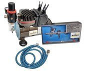 Zestaw do malowania kompresor do aerografów TC-812K ze stojakiem + aerograf AB-180 dwie dysze 0,2 0,3 Magma