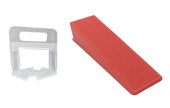 Zestaw system poziomowania płytek 030254NB  klipsy 2 mm 500 szt + system poziomowania płytek 030253NB  kliny 100 szt