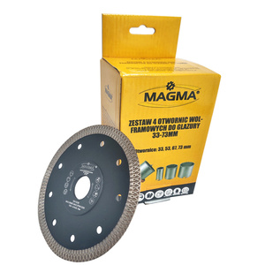 Otwornice do glazury wolframowe 33-73 otwornica płytek wolframowa 4 el. + Tarcza diamentowa do cięcia 125x1,4mm turbo ceramika, beton Magma MYT 125x22,2 125 x 22,2 125x22,2mm zdjęcie nr 2