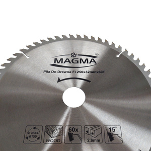Piła tarcza tarcze do cięcia drewna 250 mm 60t z widią 250x32 mm x 60 zębów widiowa Magma 250x32x60t red 30 mm 25,4 mm 22,23 mm 20 mm 250x30 250x25,4 250x22,23 zdjęcie nr 3