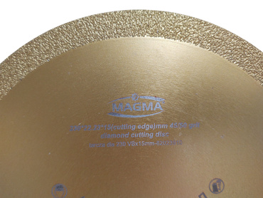 Tarcza diamentowa złota ciągła 230mm 15mm do stali vacuum Magma 82023910 do cięcia żeliwa 230x22,2 230 x 22,2 230x22,2mm rurażer zdjęcie nr 4