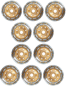 Zestaw 10 sztuk tarcz tarcza diamentowa garnkowa 125x22,2 segmentowa Dz-3 diament 3mm AJM Tools głowica do szlifowania betonu podwójny segment zdjęcie nr 1