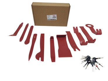 Zestaw ściągaczy do tapicerki 11 cz. spinek kołków łomy dźwignie 11el otwieraki otwieracze klucze trim removal set nylon 11pcs + zestaw kluczy do demontażu pinów wyjmaki i złączy instalacji elektrycznych zdjęcie nr 1