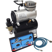 Aerograf AB-130 AB130 AB 130 z dyszą 0,2; 0,3; 0,5 + kompresor z butlą mini pompa powietrza sprężarka z kompresorem