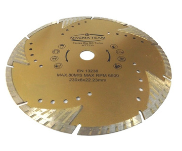 Tarcza diamentowa do cięcia betonu kamienia 230x22,2mm turbo GC MTT230 głębokie cięcie Magma granitu MTT 230x22,2 230 x 22,2 230x22,2mm zdjęcie nr 1
