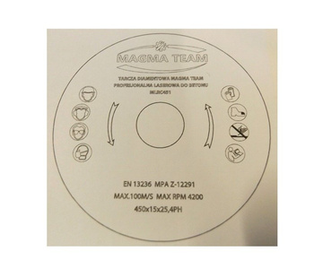 Tarcza diamentowa do cięcia betonu krawężników pro laserowa 450x25,4mm MLRC451 Turbo laser Magma żelbeton do betonu zbrojonego MLRC 450x25,4 450 x 25,4 450x25,4mm H 15 mm zdjęcie nr 3