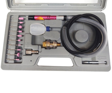 Szlifierka pneumatyczna trzpieniowa z kamieniami AT010K palcowa micro palcowa mini + 10 sztuk Kamienie walcowe na trzpieniu 5x10x3 granulacja 80 zdjęcie nr 12