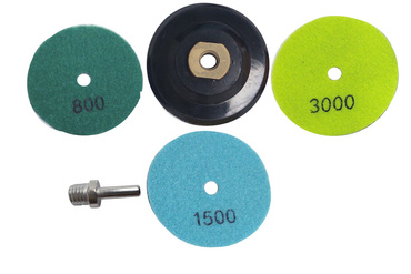 Zestaw 3 sztuk tarcza diamentowa rzepik na sucho 100mm gr 800/1500/3000 szare 3szt zestaw + dysk twardy 100mm M14 + trzpień M14 zdjęcie nr 1