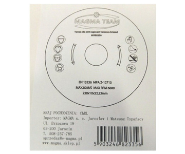 Tarcza diamentowa 230mm do stali kamionki gres vacuum MVBS 230 Magma MVBS + ALLCUT 230x22,2 230 x 22,2 230x22,2mm wielozadaniowa zdjęcie nr 5