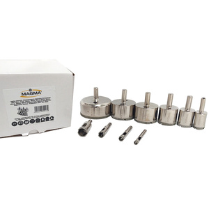 Zestaw otwornic diamentowych otwornice diamentowe 10el. 6mm, 8mm, 10mm, 16mm, 20mm 28mm, 35mm, 45mm, 50mm, 68mm zintegrowany stalowy korpus profesjonalny zestaw zdjęcie nr 2