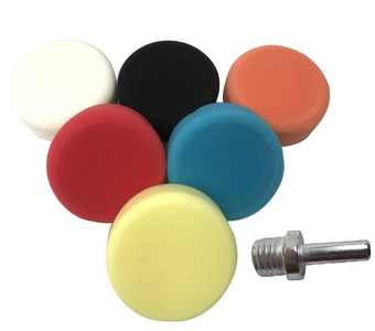 Zestaw gąbek gąbka biała czarna pomarańczowa żółta 125 6 szt miękka średnia twarda 125mm 125xm14 125x45 6 sztuk komplet + trzpień M14 zdjęcie nr 2