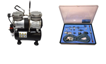 Aerograf AB 186K z kompresorem dwutłokowym do malowania 30T zestaw lakierniczy AB-186K zdjęcie nr 3