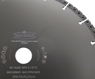Tarcza diamentowa 230mm do stali kamionki gres vacuum MVBS 230 Magma MVBS + ALLCUT 230x22,2 230 x 22,2 230x22,2mm wielozadaniowa zdjęcie nr 7